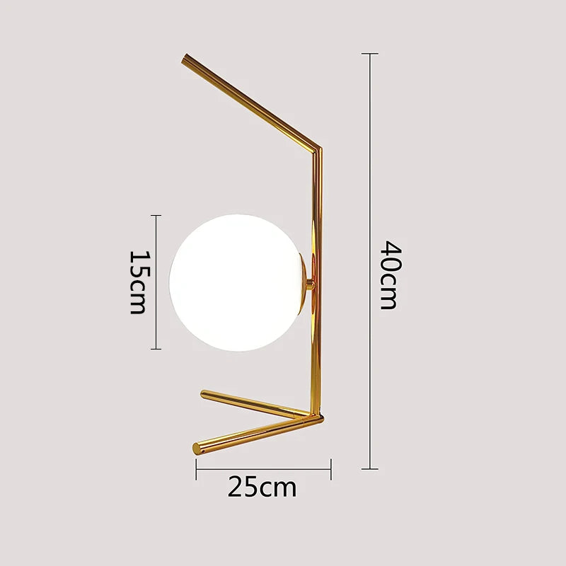 Nordic Brass Ring Glass Ball Table Lamp Modern Led Living Room Bedroom Hotel Home Decor Desk Lamp Eye Protection lamp